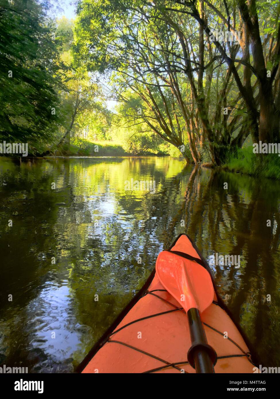 Kayak river sun Foto Stock