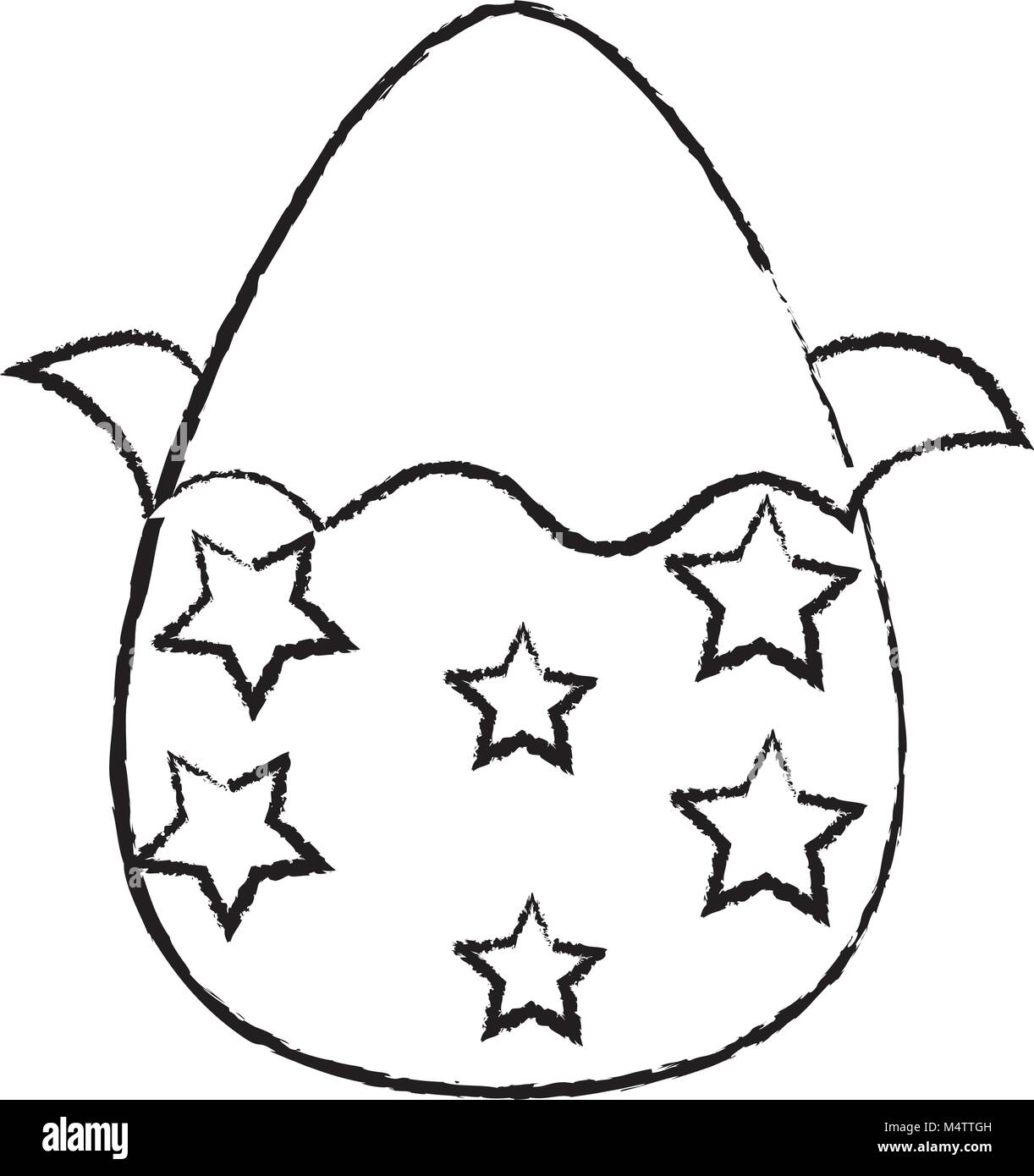 Grunge uovo di cioccolato pasqua con stelle decorazione Illustrazione Vettoriale