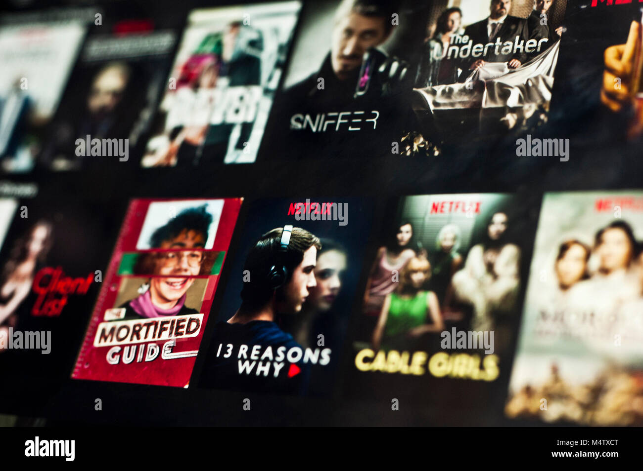 Schermata di Netflix su un tablet Foto Stock