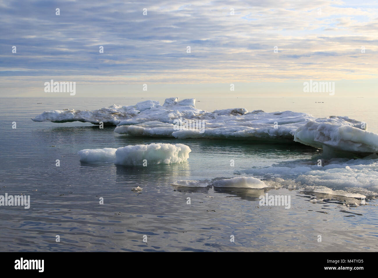 Ghiaccio sciolto in acqua di mare contro sky horizon Foto Stock