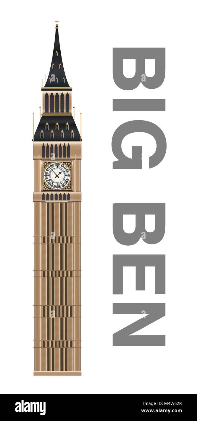 Big ben torre di avvistamento del vettore in Inghilterra Illustrazione Vettoriale