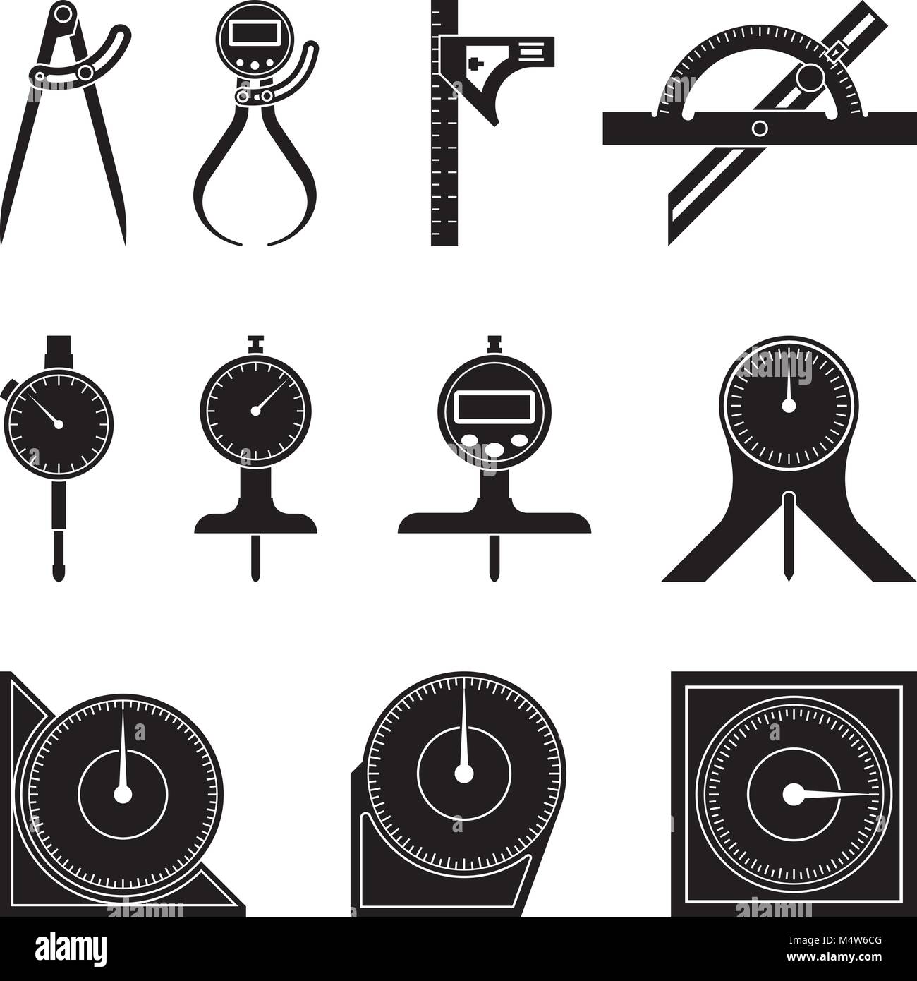 Set di vari tipi di strumenti di misurazione. Vettore di Piana Illustrazione Vettoriale