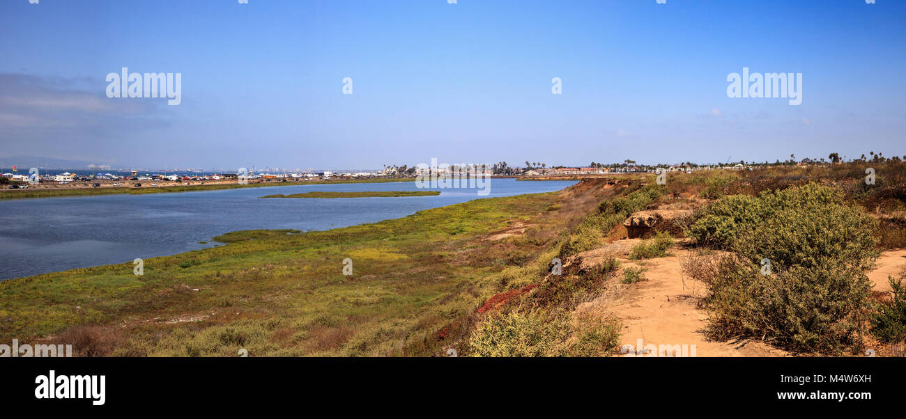 Tranquilla e pacifica di marsh Bolsa Chica zone umide Foto Stock