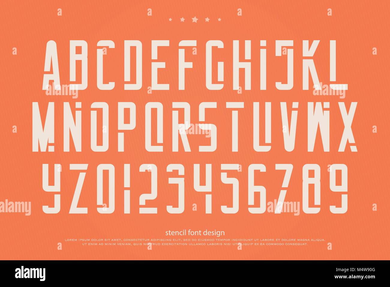 https www alamy it foto immagine stencil alfabeto lettere e numeri vettore geometrico tipo font regolare il carattere tipografico design retro elegante typesetting 175118176 html