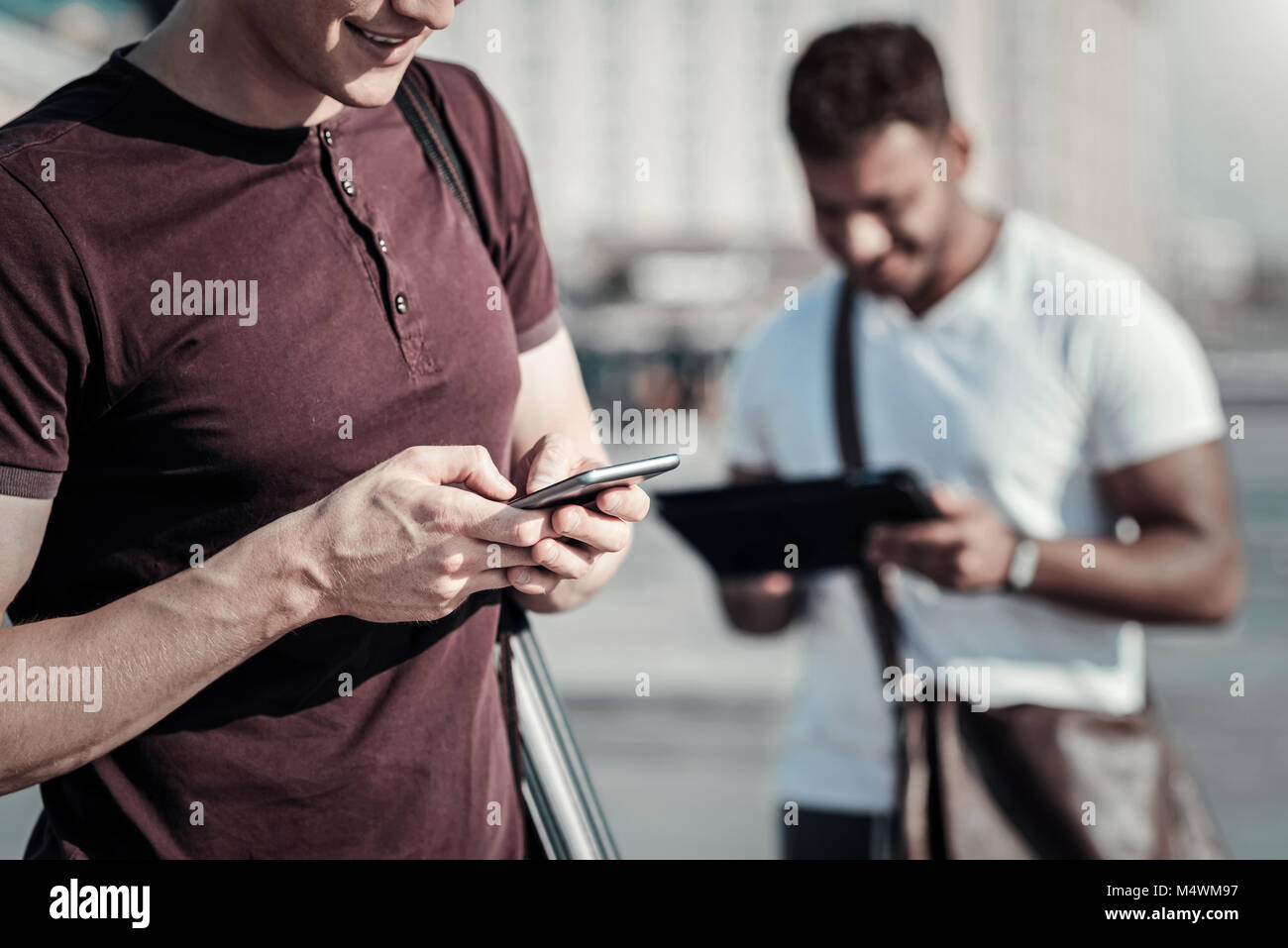 Messa a fuoco selettiva di un moderno smartphone Foto Stock