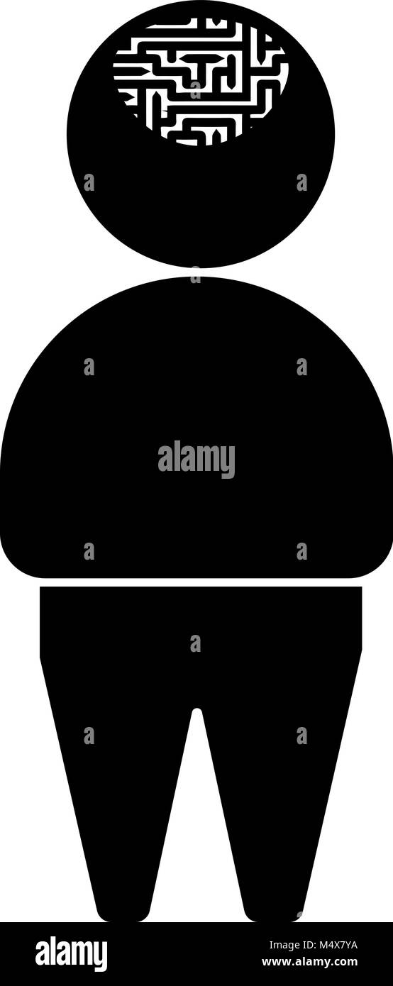 Il logo del vettore o icona di una persona con il labirinto nel cervello. Illustrazione Vettoriale