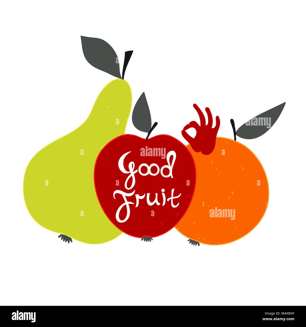 Buoni frutti. Set di con il testo. Illustrazione Vettoriale