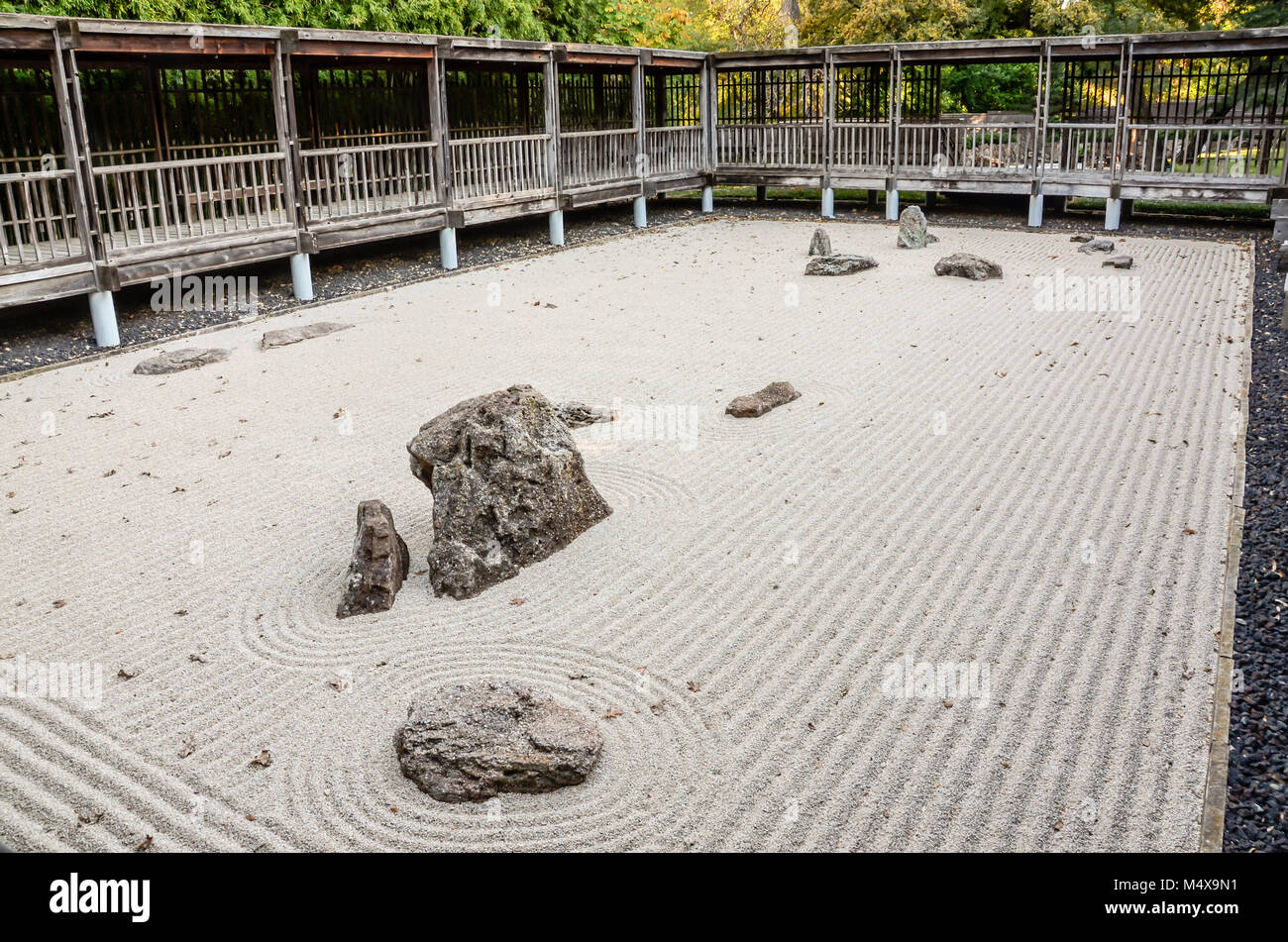 Giardino Zen a Fort Worth Botanic Garden a Fort Worth, Texas. Foto Stock