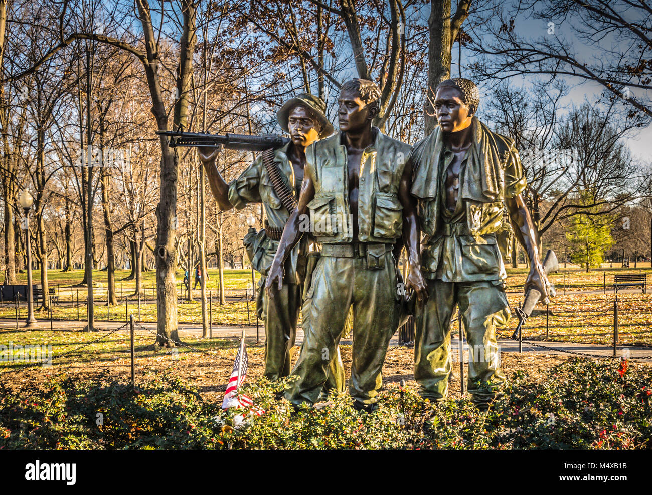 I tre soldati è una statua di bronzo in Washington, DC National Mall che commemora la guerra del Vietnam. Foto Stock