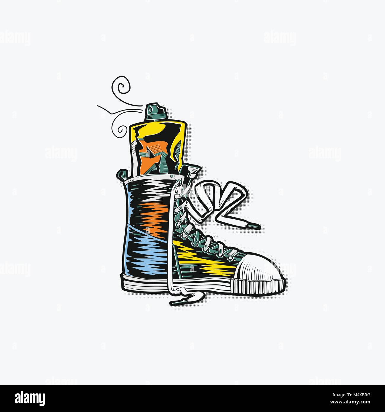 Scarpe icona piatta con un luminoso colorato in esecuzione sneakers illustrazione vettoriale. Illustrazione Vettoriale