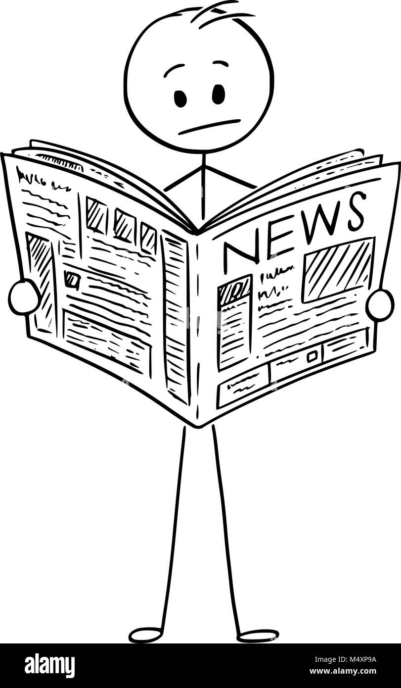 Cartoon di imprenditore la lettura di cattive notizie in un giornale Illustrazione Vettoriale