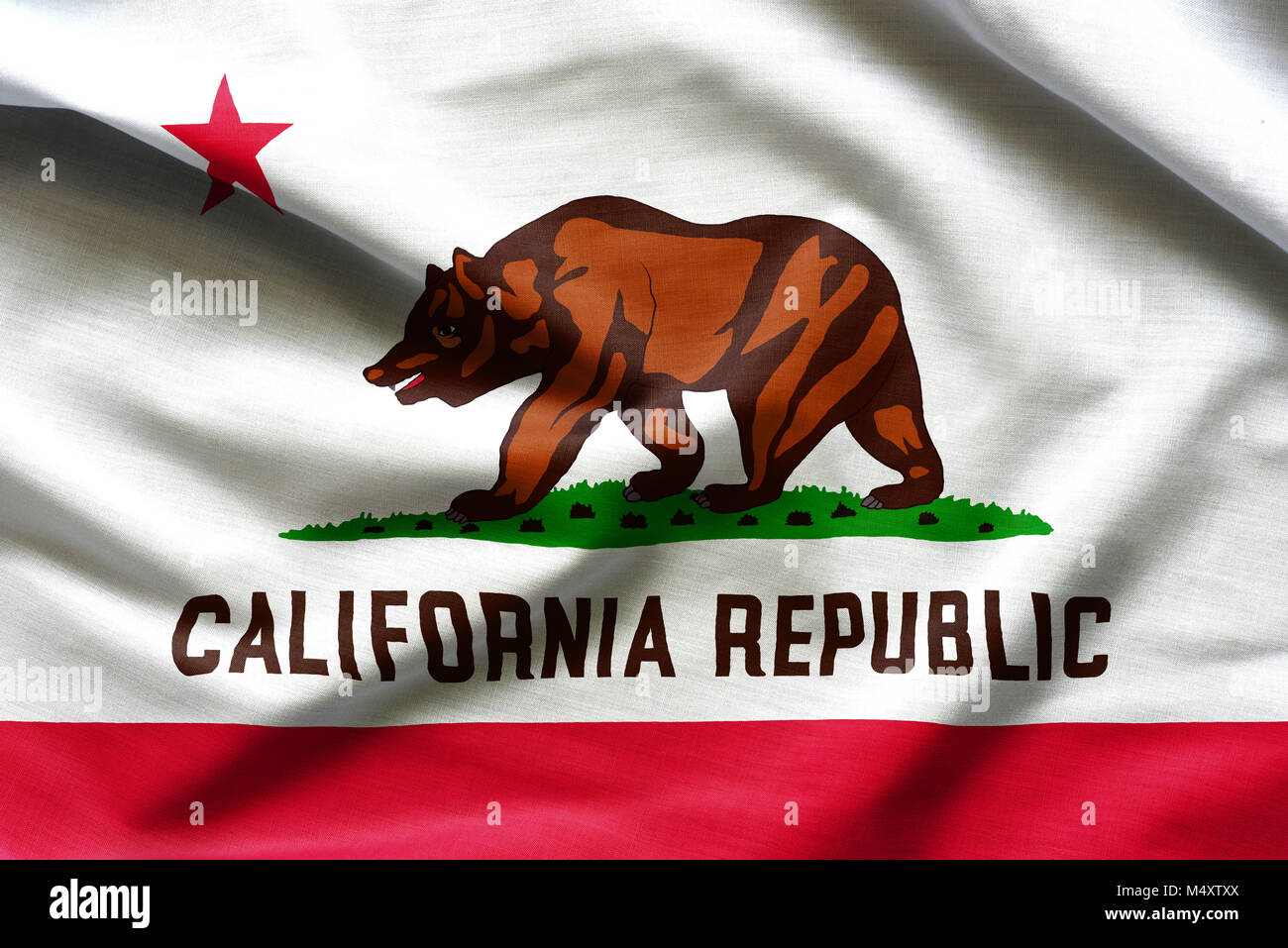 Tessuto texture della California bandiera flag DA STATI UNITI D'AMERICA Foto Stock