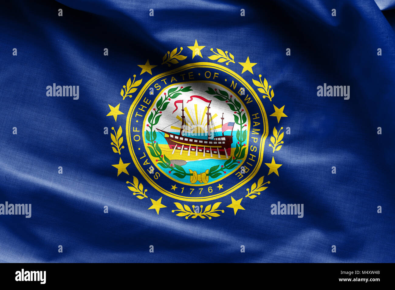 La consistenza del tessuto del New Hampshire bandiera - bandiere di Stati Uniti Foto Stock