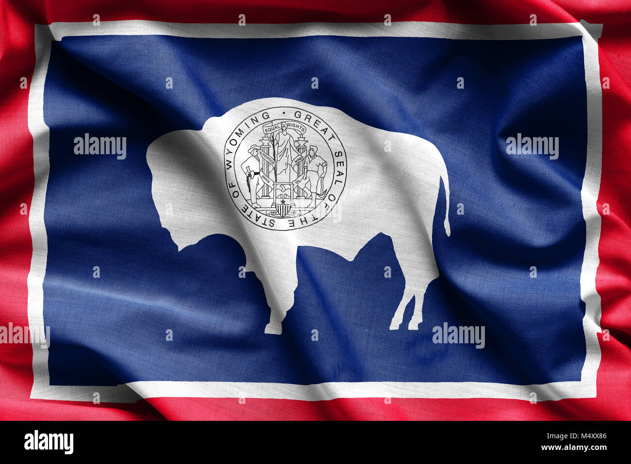 La consistenza del tessuto del Wyoming bandiera - bandiere di Stati Uniti Foto Stock