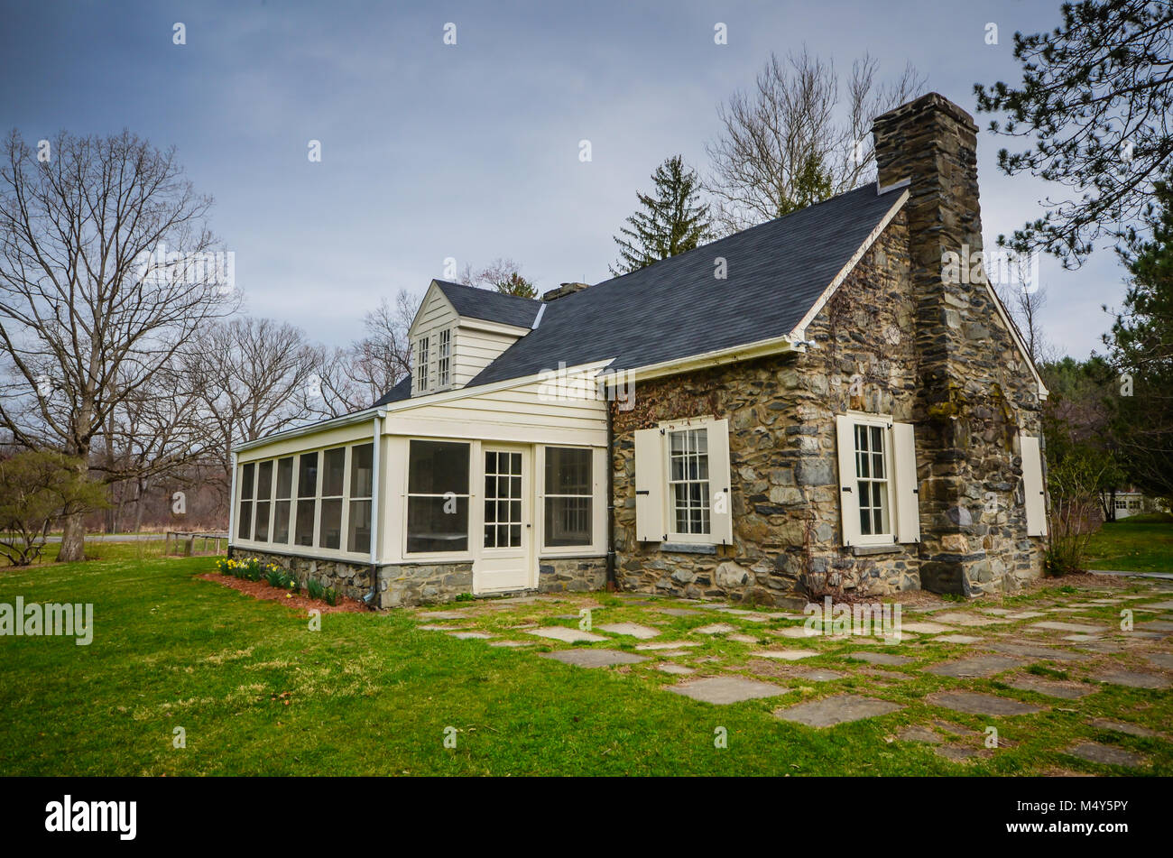 Eleanor Roosevelt National Historic Site in Hyde Park, NY conserva il Val-Kill cottage in pietra, la casa della First Lady Eleanor Roosevelt. Foto Stock