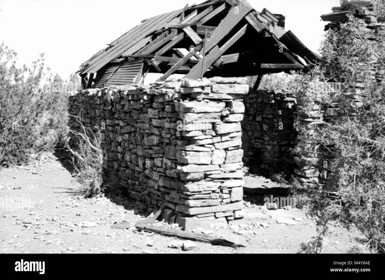 GRANDVIEW miniera di ferro di cavallo e nell'area di Mesa, prese per la conservazione storica raccomandazioni. Vista della cabina di pietra . OCT. 1972. NPS .12801. Foto Stock