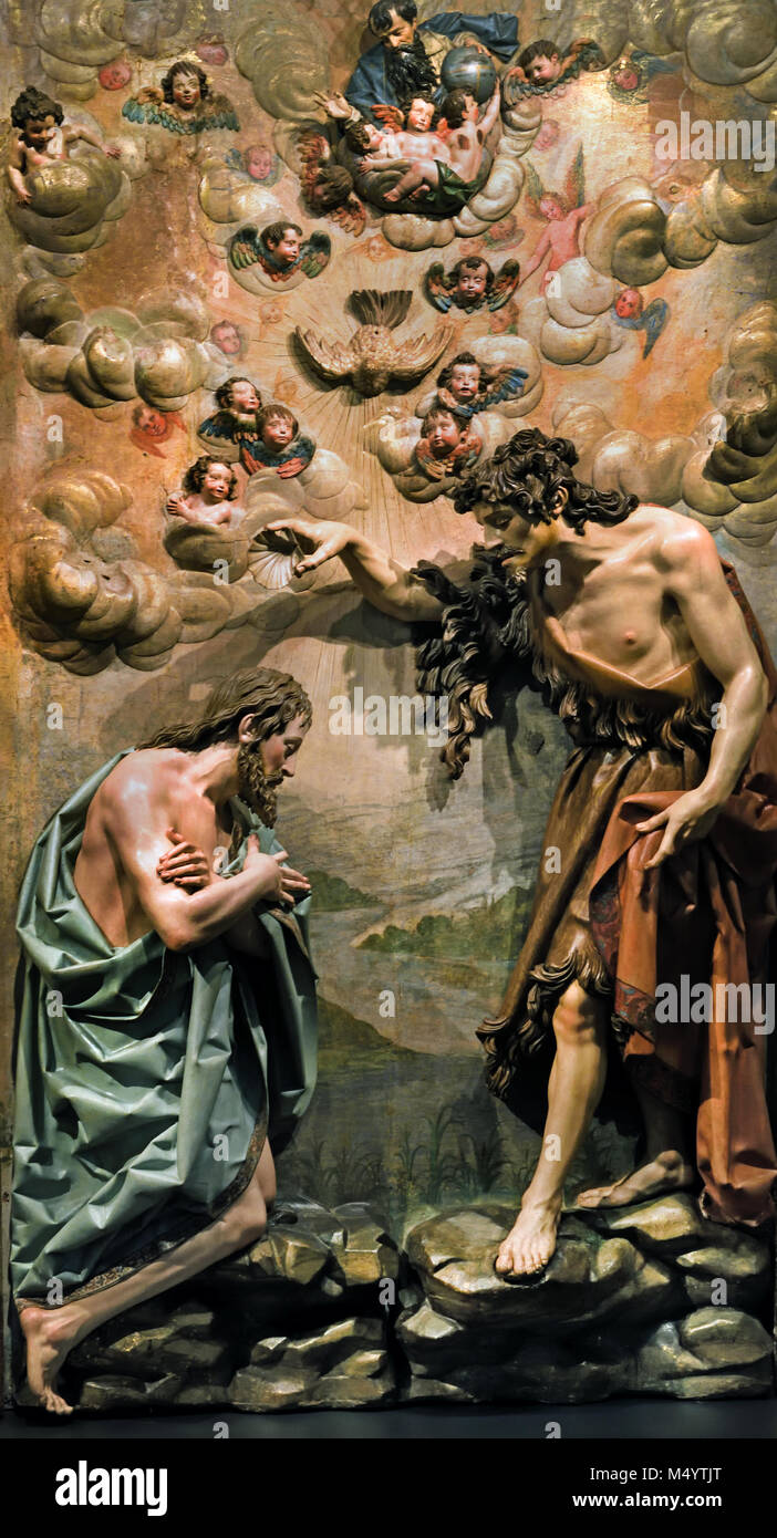 Il Battesimo di Cristo di Gregorio Fernandez 1576-1636 16/17secolo Spagna, Spagnolo,( in legno policromo Pittura scultura ) Foto Stock