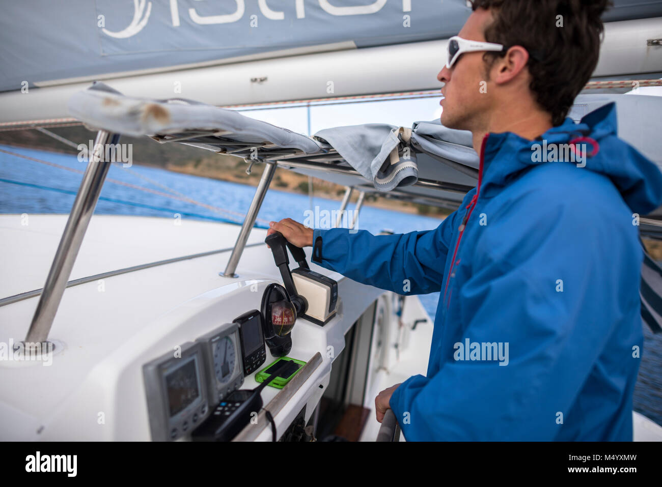 Barca a vela in Kalymnos, Grecia Foto Stock