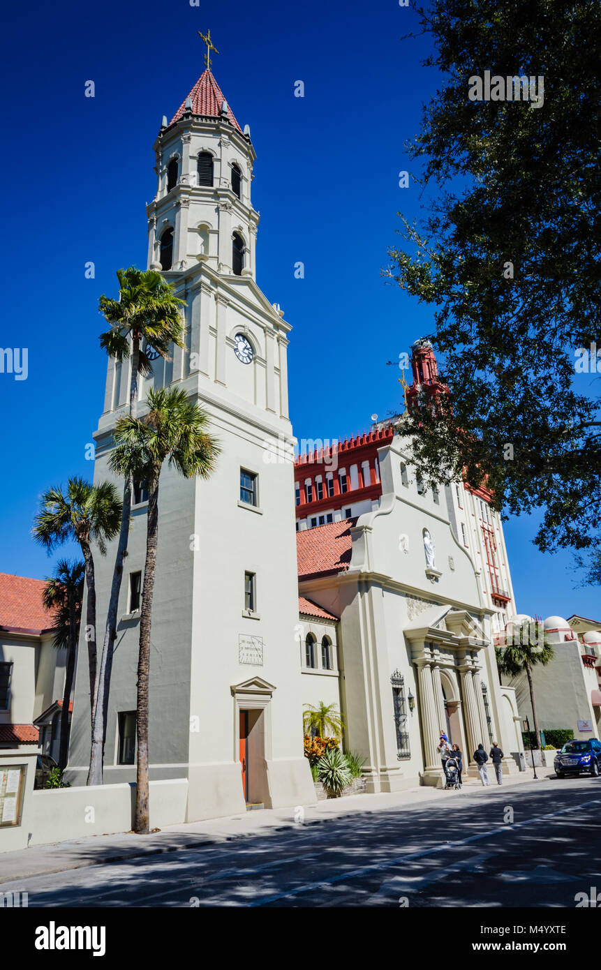 La cattedrale storica di Sant'Agostino, in Florida, e la sede del vescovo cattolico di Sant'Agostino. Foto Stock