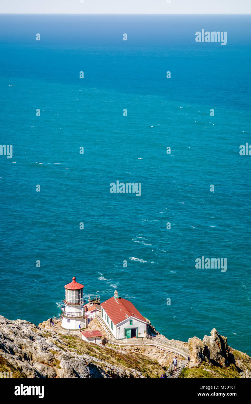 Point Reyes lighthouse e costa del Pacifico Foto Stock