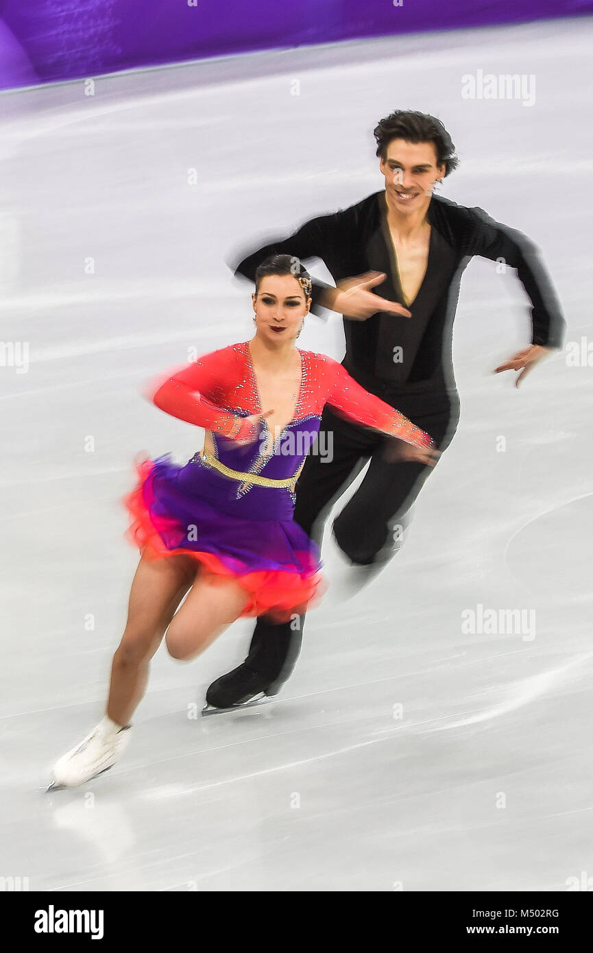 Febbraio 19, 2018: Mysliveckova Lucie e Lukas Csolley di Â la Slovacchia in competizione in ballo libero a Gangneung Ice Arena , Gangneung, Corea del Sud. Ulrik Pedersen/CSM Foto Stock