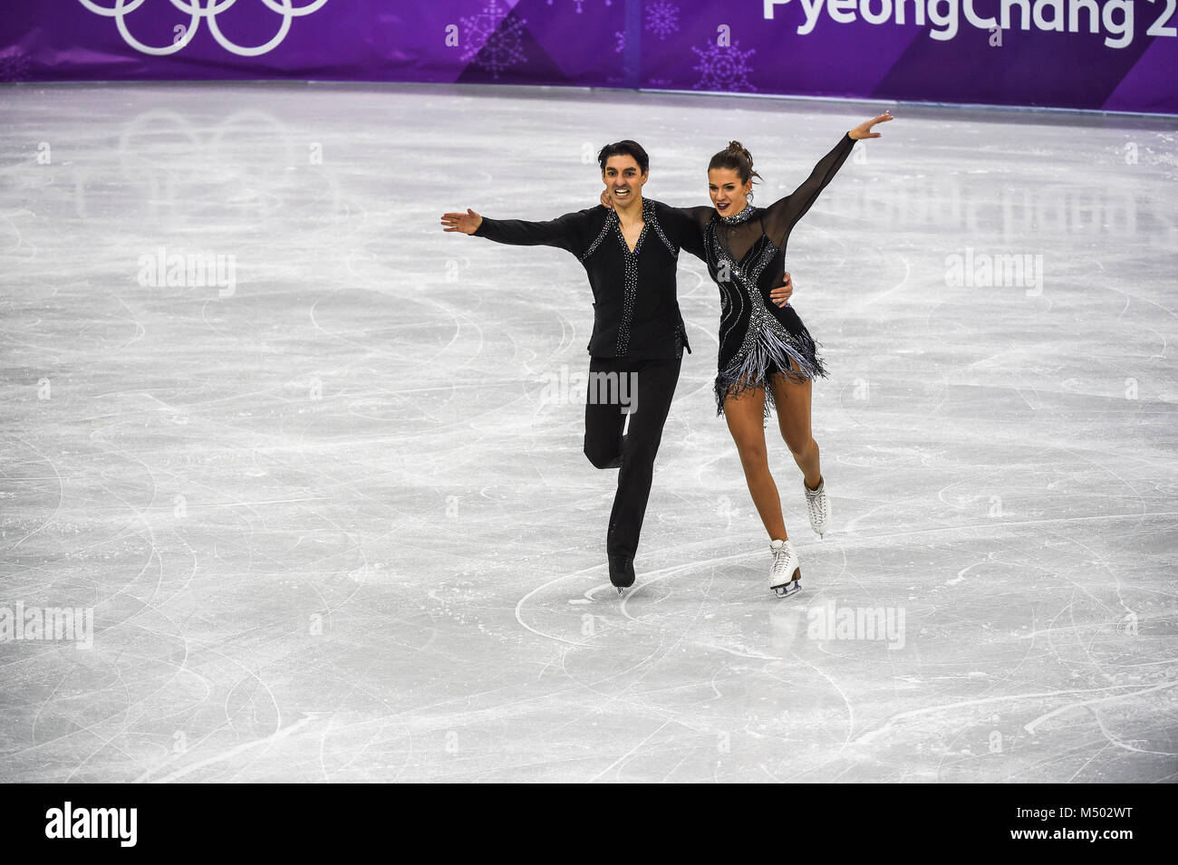 Febbraio 19, 2018: Agafonova Alisa e Ucar Alper di Â la Turchia a competere in ballo libero a Gangneung Ice Arena , Gangneung, Corea del Sud. Ulrik Pedersen/CSM Foto Stock