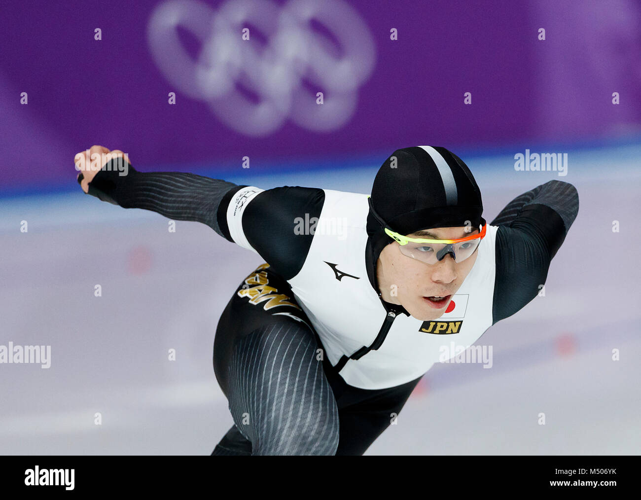 Gangneung, Corea del Sud. 19 Feb, 2018. Velocità Tsubasa skater Hasegawa di Giappone competere durante il maschile di pattinaggio di velocità 500M finale al PyeongChang 2018 Giochi Olimpici Invernali a Gangneung ovale sul Lunedì 19 Febbraio, 2018. Credito: Paolo Kitagaki Jr./ZUMA filo/Alamy Live News Foto Stock