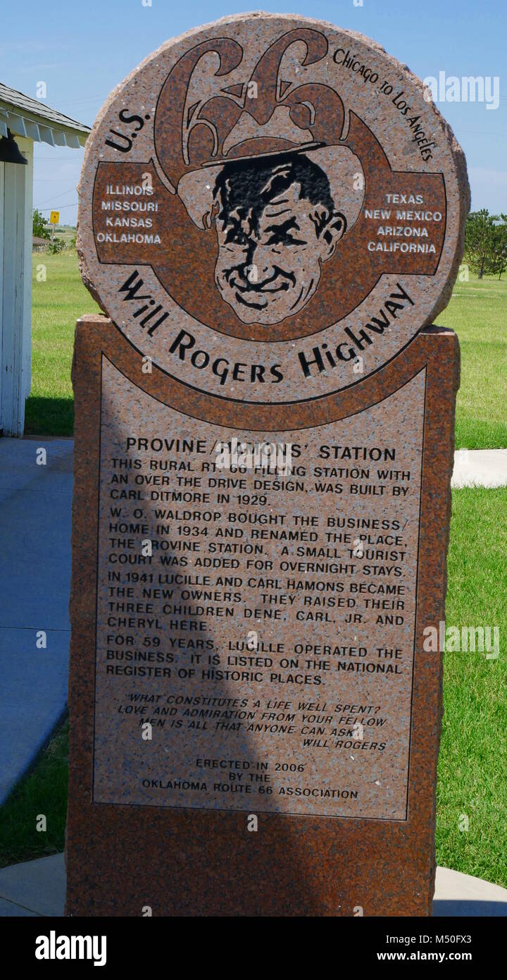 Will Rogers Autostrada,rotta 66 Foto Stock