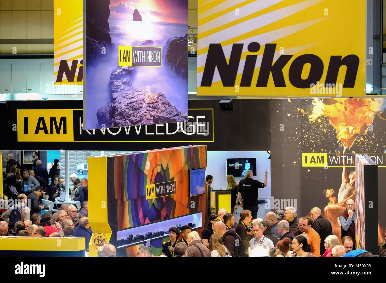 Nikon stand presso il 2016 mostra fotografica al NEC. Foto Stock
