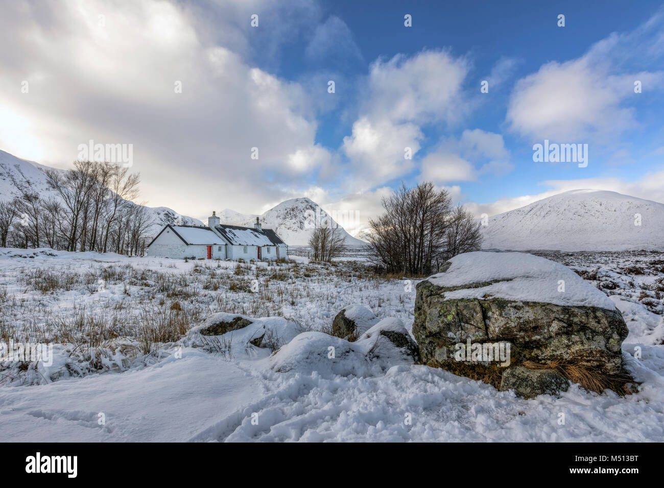 Black Rock Cottage, Glencoe, Highlands, Scotland, Regno Unito Foto Stock