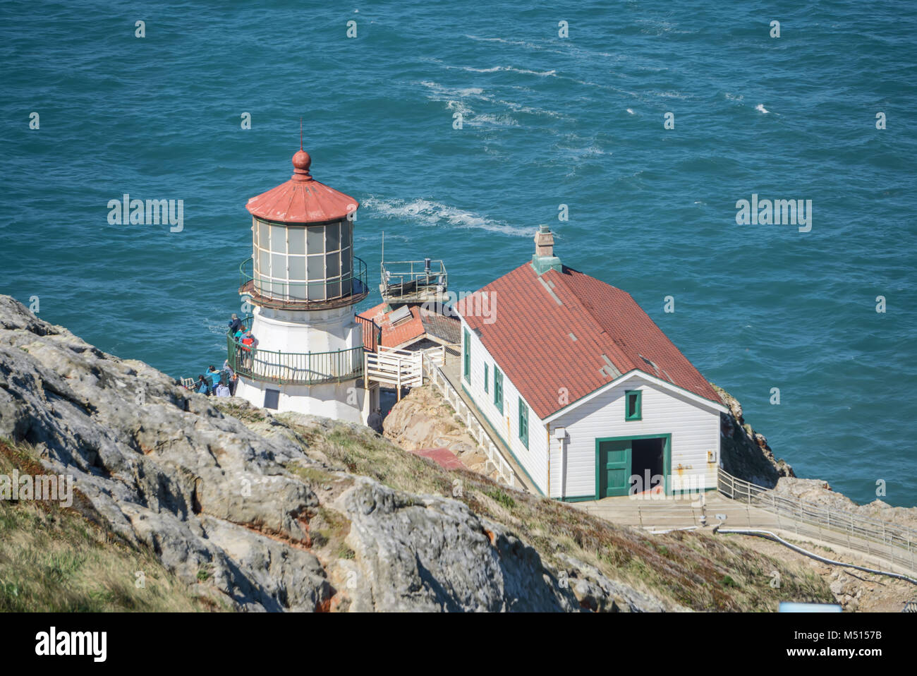 Point Reyes lighthouse e costa del Pacifico Foto Stock