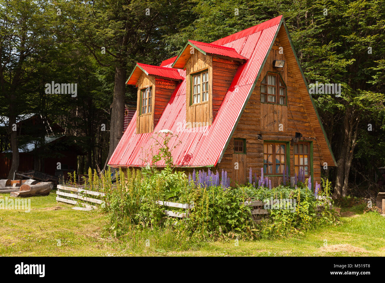 Casa in legno Patagonia Argentina Foto Stock
