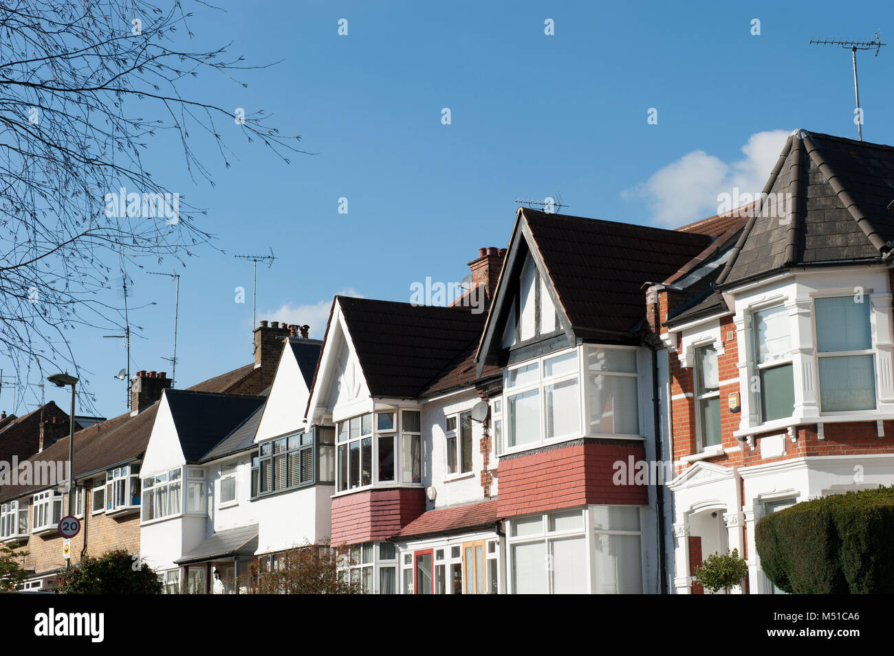 Case residenziali su Wilton Road a Muswell Hill, Inghilterra Foto Stock