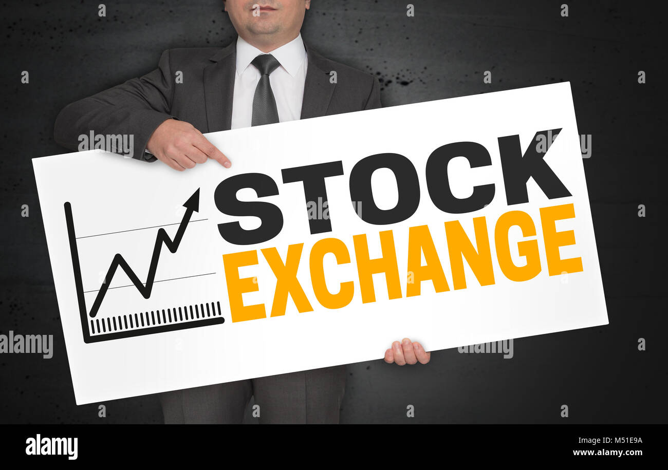 Stock Exchange poster è detenuto da parte dell'imprenditore. Foto Stock
