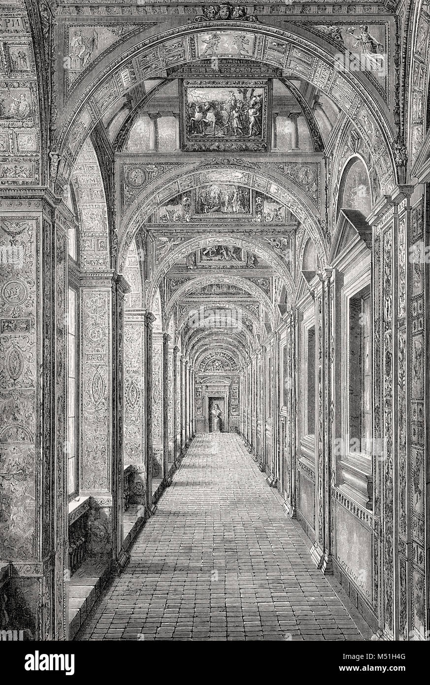 Le Logge Vaticane, Città del Vaticano, Roma, Italia, XIX SECOLO Foto Stock