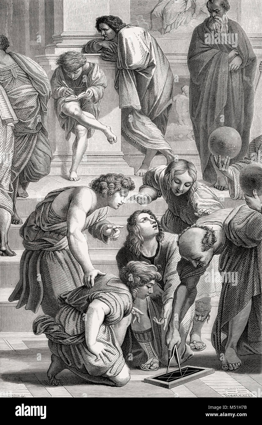 Stanza della Segnatura, La Scuola di Atene, Città del Vaticano, Roma, Italia, XIX SECOLO Foto Stock