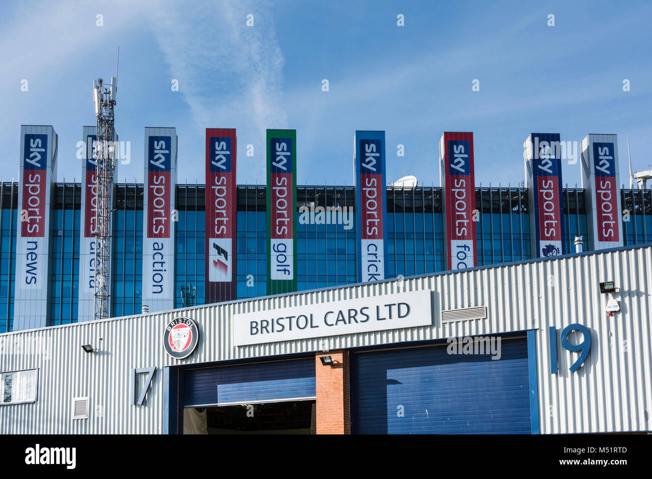 Rupert Murdoch's Sky Sports su guida schermatura, Osterley, Middlesex, Regno Unito Foto Stock