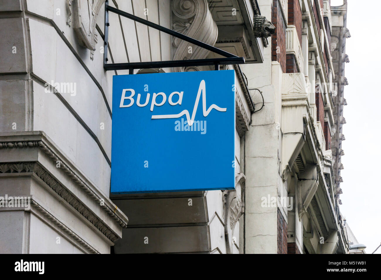 Un segno per BUPA international healthcare group. Foto Stock