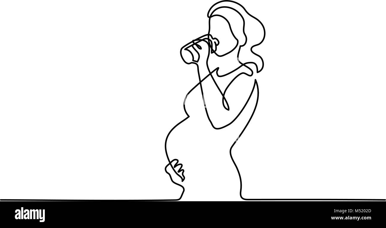 Felice donna incinta acqua potabile Illustrazione Vettoriale
