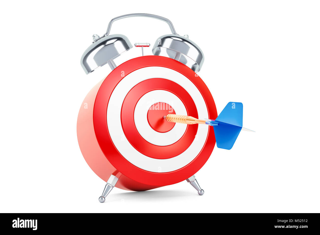 Orologio sveglia con target, scopo e il concetto di soluzione, rendering 3D isolati su sfondo bianco Foto Stock Orologio sveglia con target, scopo e il concetto di soluzione, rendering 3D isolati su sfondo bianco Foto Stock