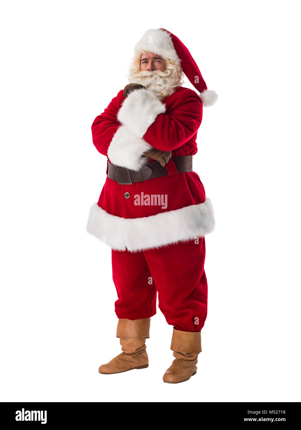 Santa Claus ritratto. Pensare con le mani piegate Foto Stock
