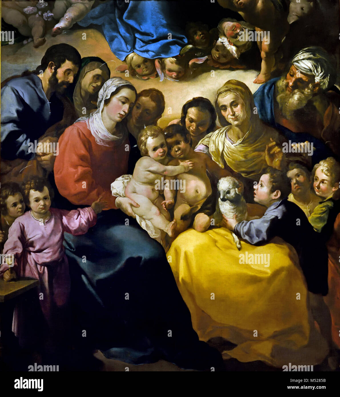 La Santa Famiglia 1636 Francisco Herrera il Vecchio (1576-1656) 17th,secolo Spagna, Spagnolo ( i tre membri della Sacra Famiglia insieme con gli altri personaggi. ) Foto Stock