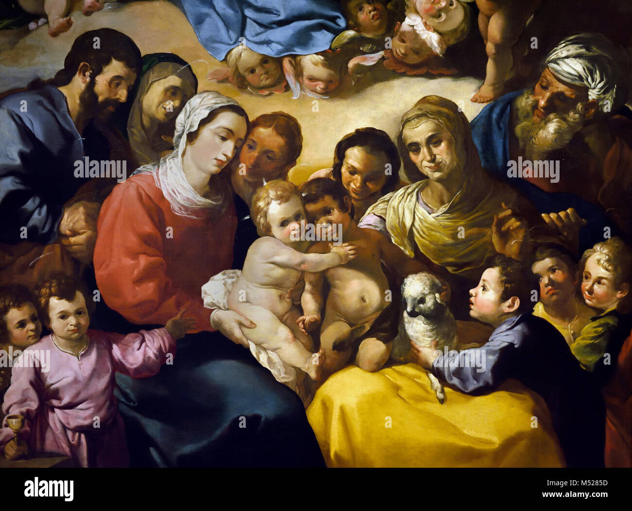 La Santa Famiglia 1636 Francisco Herrera il Vecchio (1576-1656) 17th,secolo Spagna, Spagnolo ( i tre membri della Sacra Famiglia insieme con gli altri personaggi. ) Foto Stock