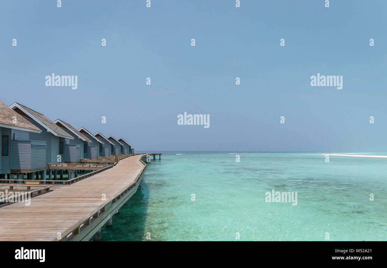 Bellezza unica della laguna blu sull isola tropicale delle Maldive Foto Stock