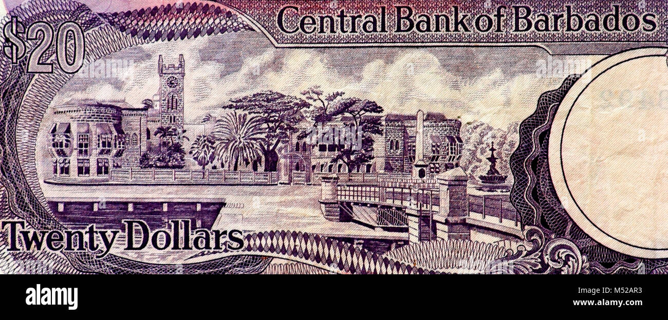 Barbados venti 20 dollar nota banca Foto Stock