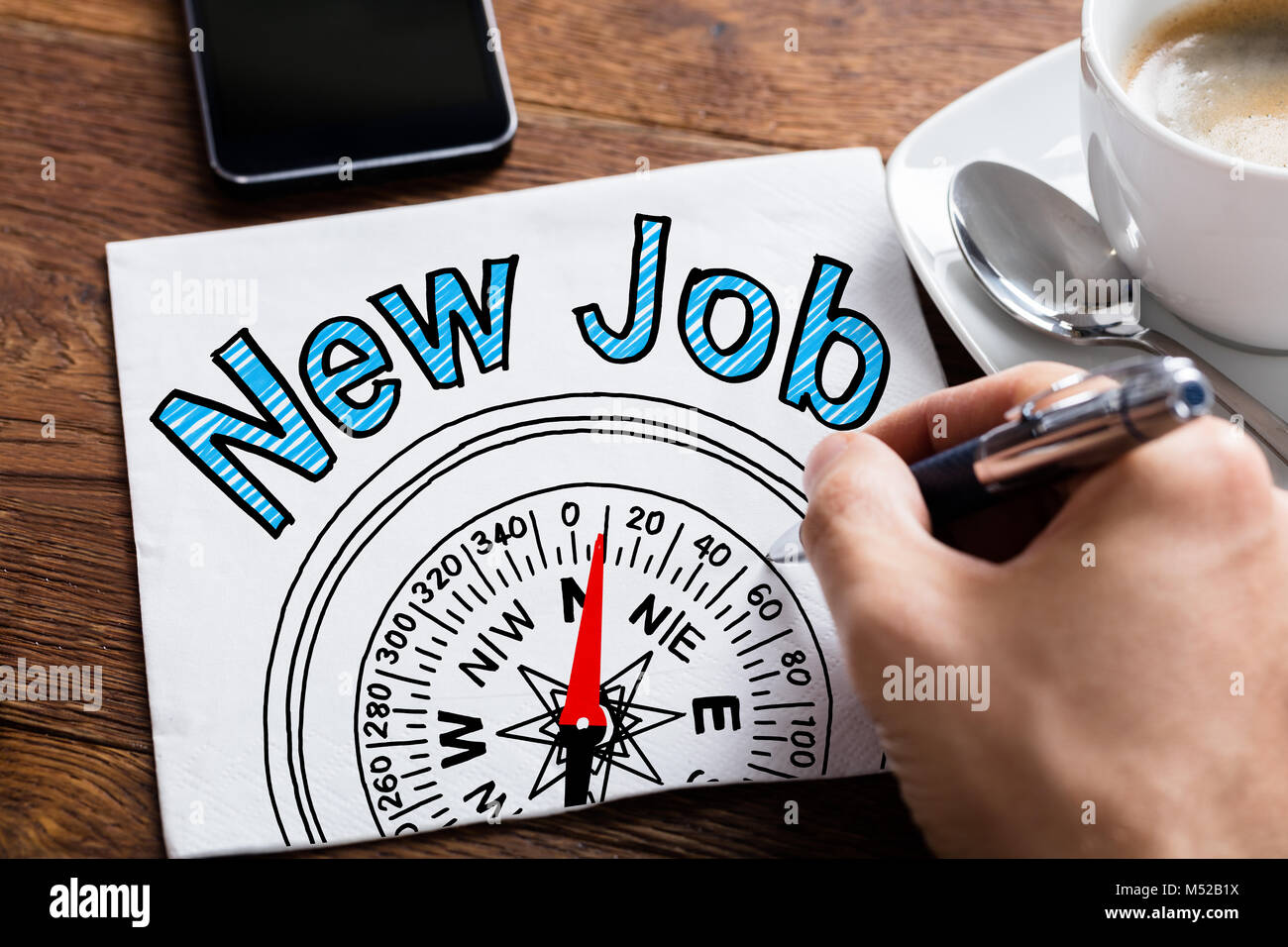 Disegno a mano nuovo lavoro il concetto di occupazione nel Blocco note Foto Stock