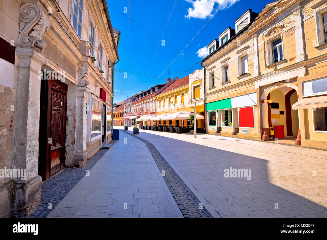Città di Cakovec main street view, Medjimurje regione della Croazia Foto Stock