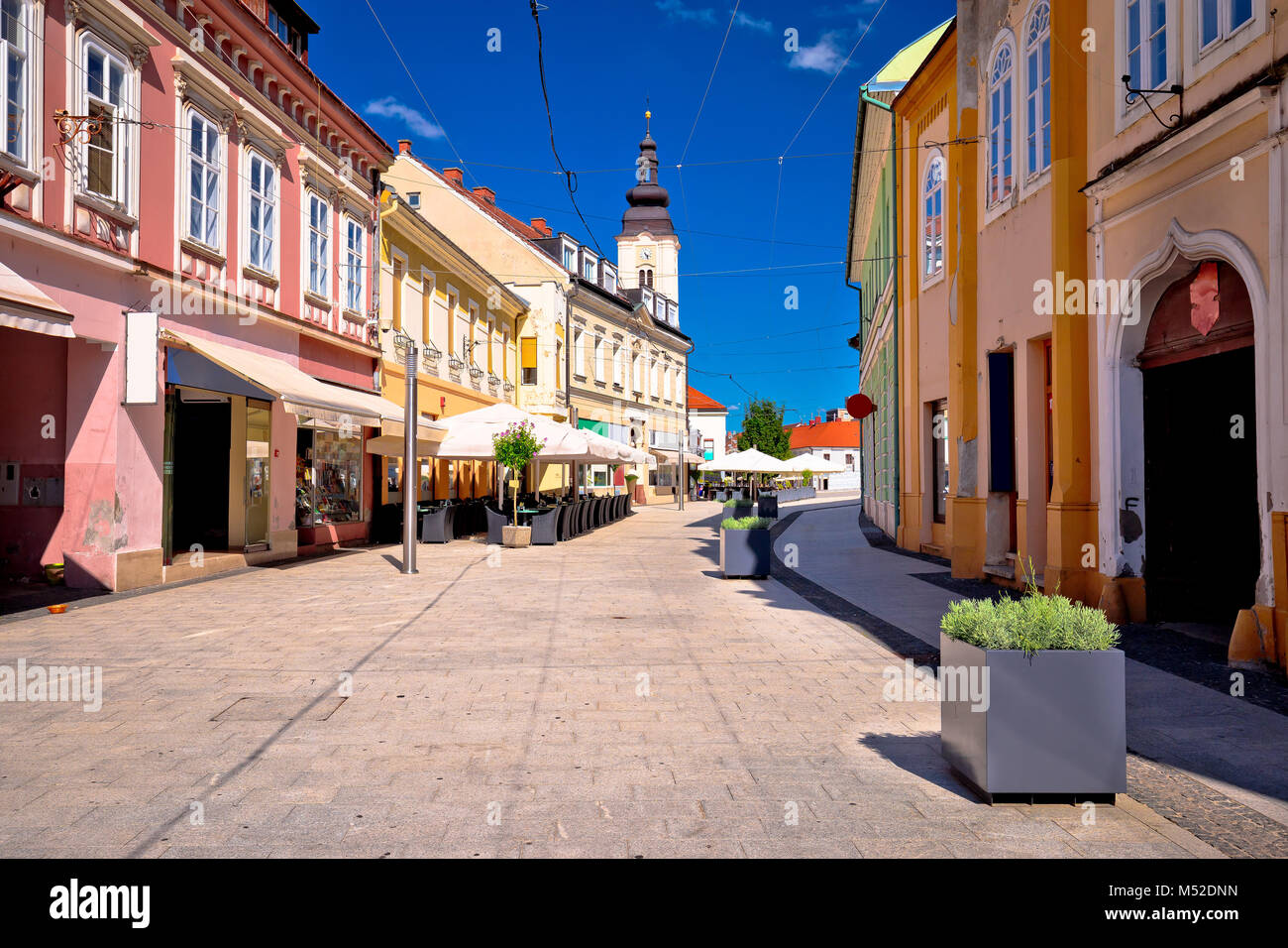 Città di Cakovec main street view, Medjimurje regione della Croazia Foto Stock