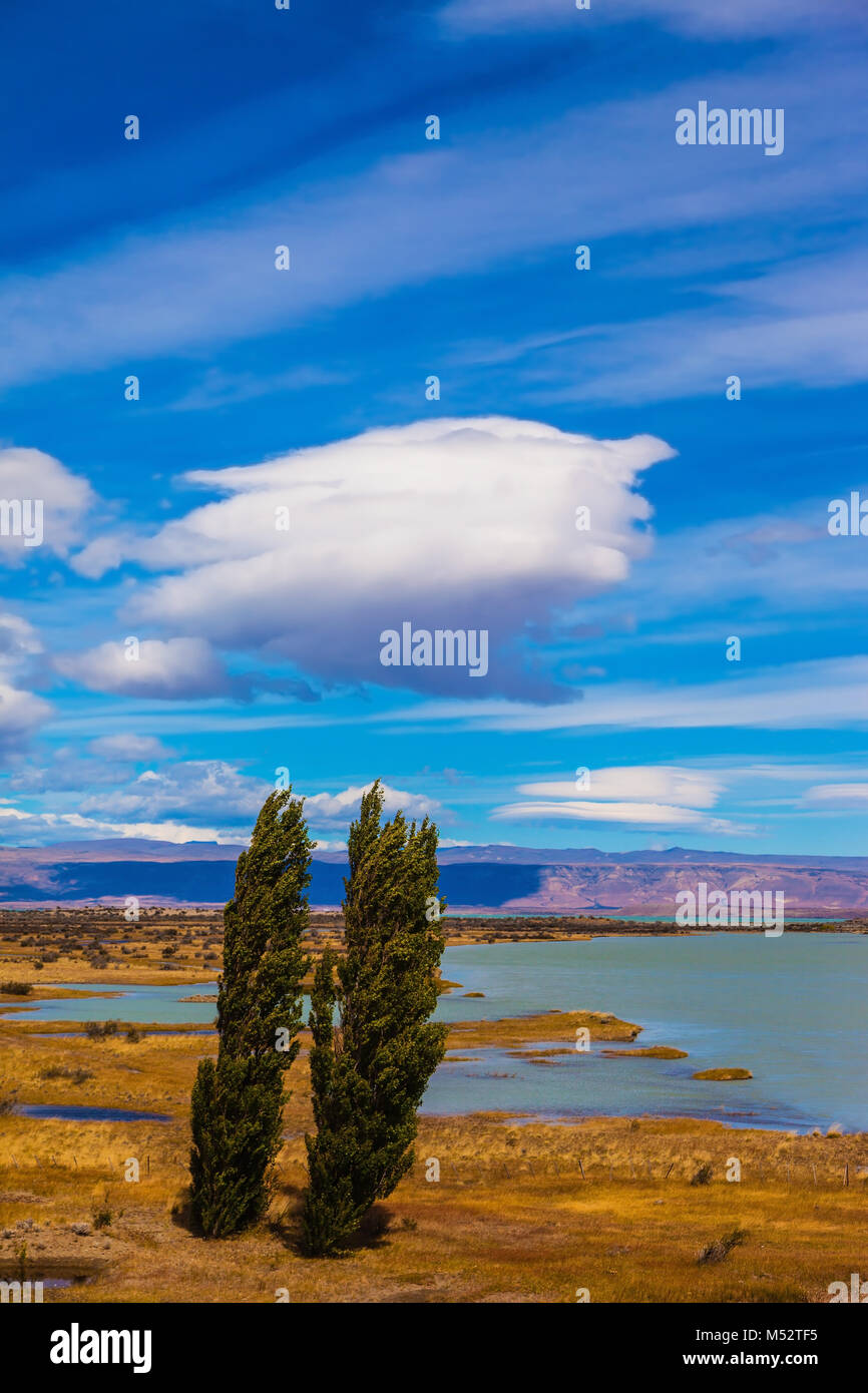 Patagonia Argentina sul ventoso giorno di estate Foto Stock