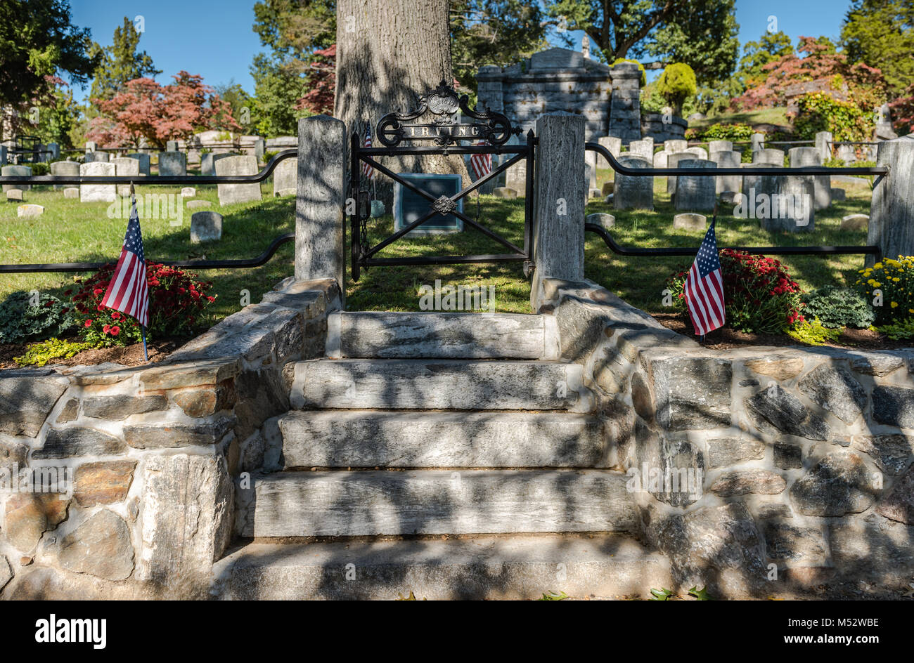 Di Sleepy Hollow nel cimitero di Sleepy Hollow, New York, è il cimitero di numerose figure famose, inclusi Washington Irving, la cui storia " La leggenda di Foto Stock